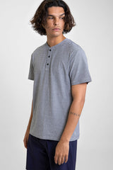 Everyday Stripe Henley in Dark Navy