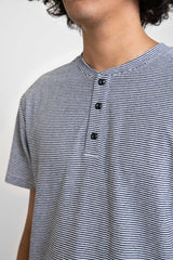 Everyday Stripe Henley in Dark Navy