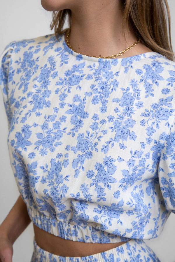Fauna Floral Top in Ivory