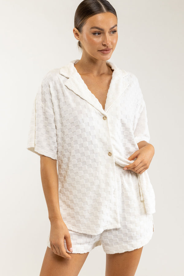 Jacquard Terry Short in Off White