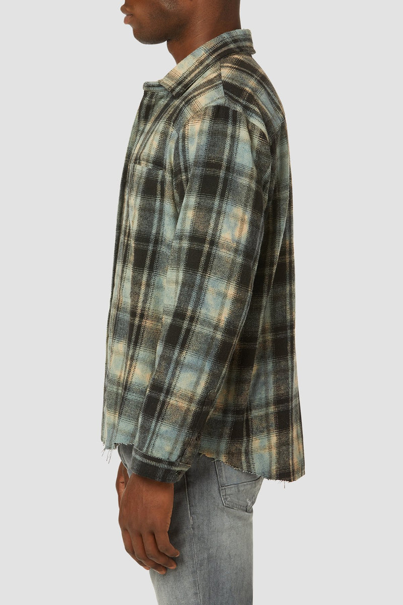 Long Sleeve Button Up in Slate Check