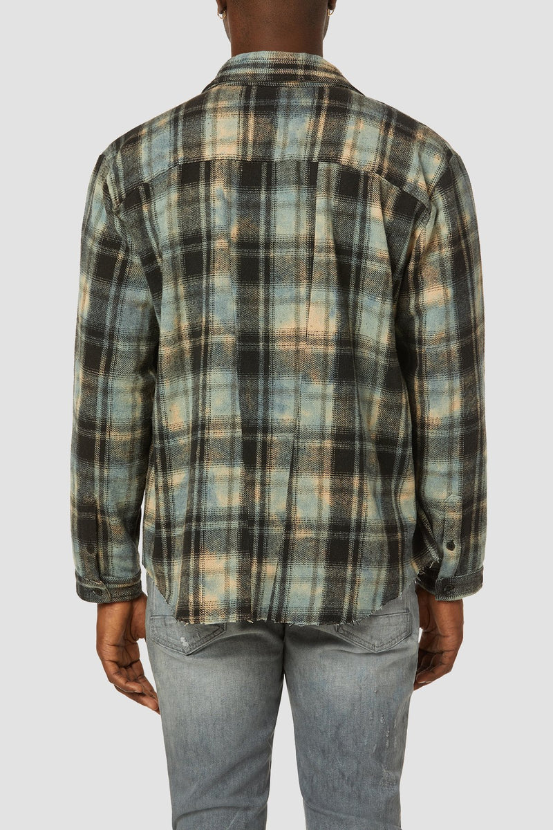 Long Sleeve Button Up in Slate Check