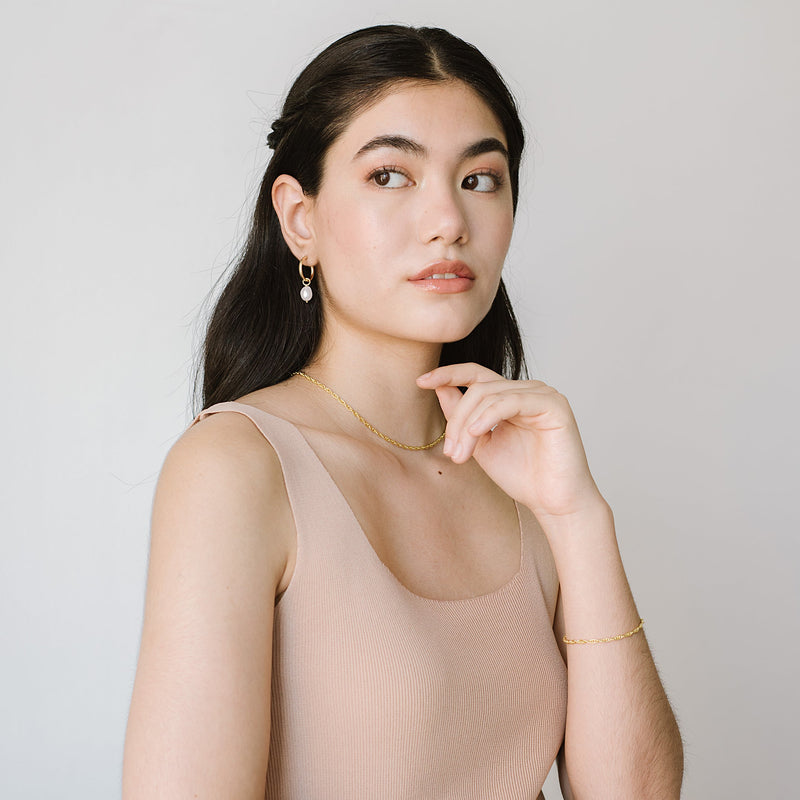 Anna Hoops + Pearl Drop Charms