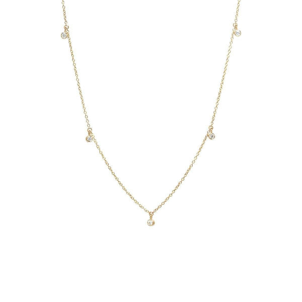 5 DANGLING DIAMOND CHOKER NECKLACE