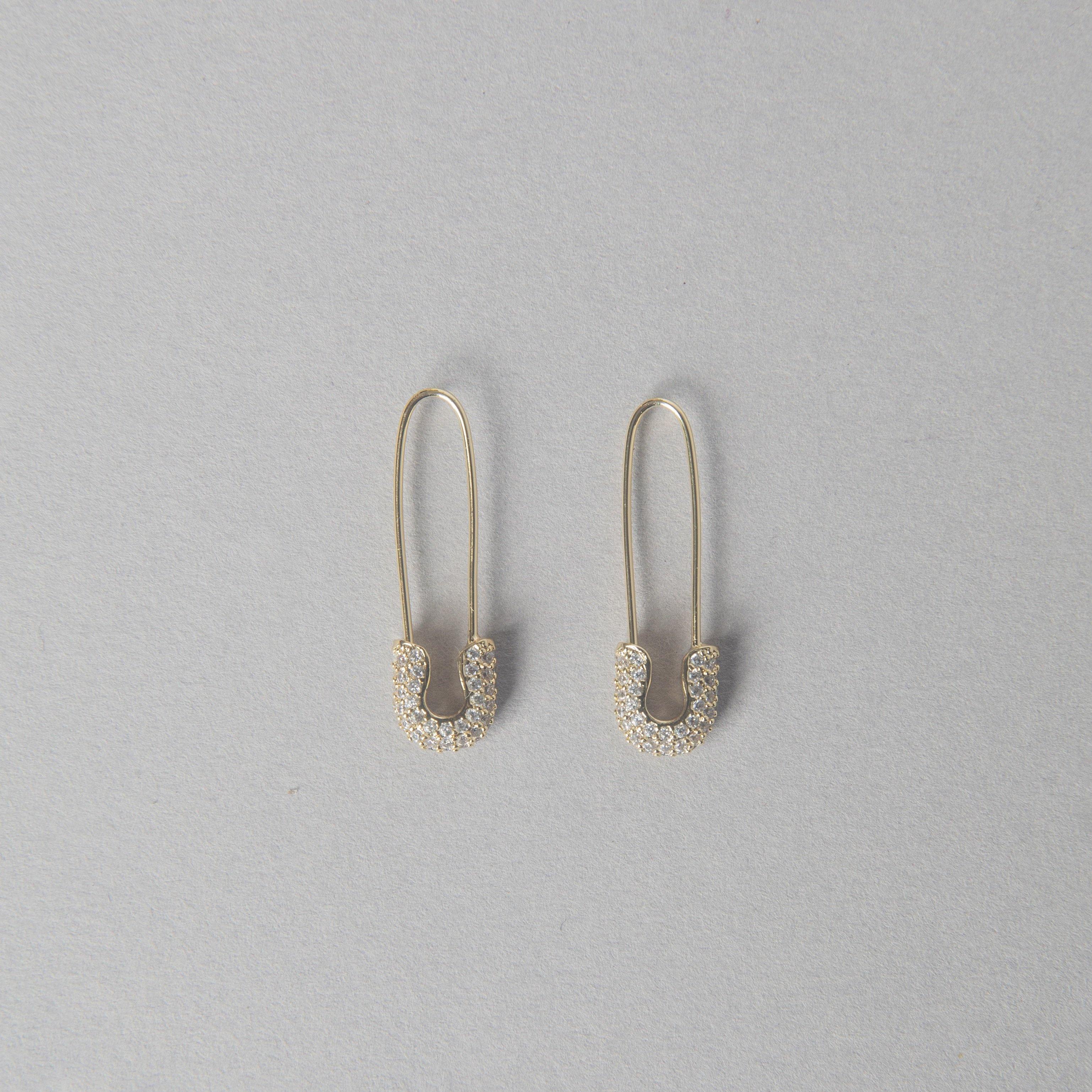 DIAMOND SAFETY PIN EARRINGS