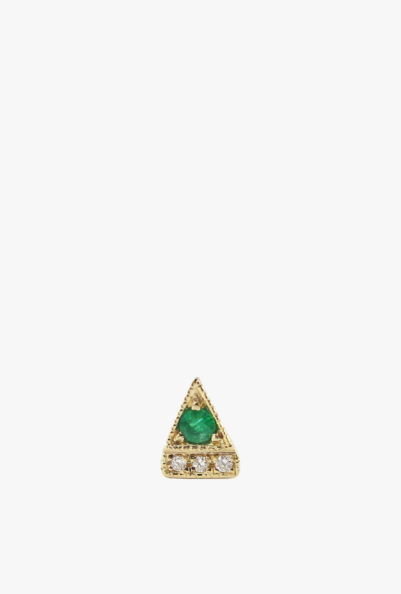 Emerald Deco Point Triangle Stud Earring