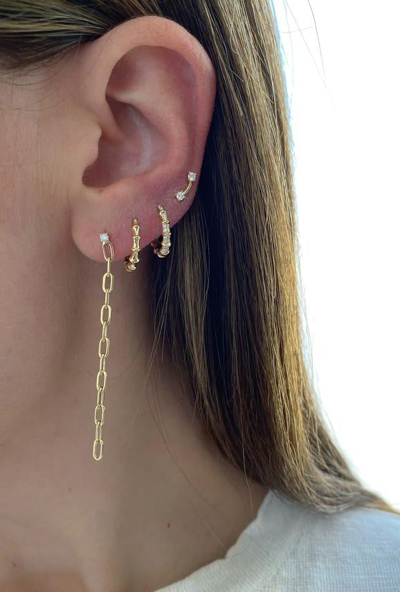 Diamond Impala Horn Huggie Earrings