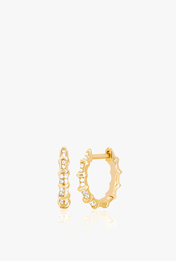 Diamond Impala Horn Huggie Earrings