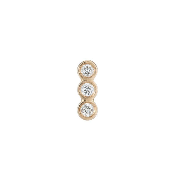 Diamond 3 Bezel Earring in Yellow Gold (Single)