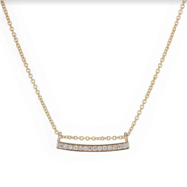 Diamond Bar Necklace in Yellow Gold