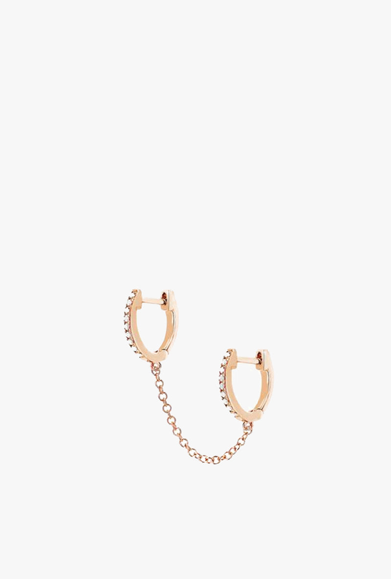 Diamond Double Huggie Chain Earring