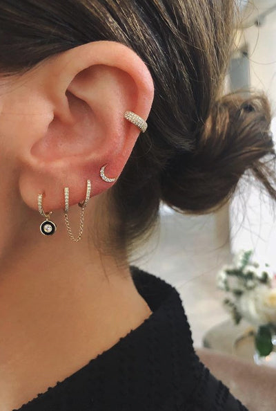 Diamond Double Huggie Chain Earring