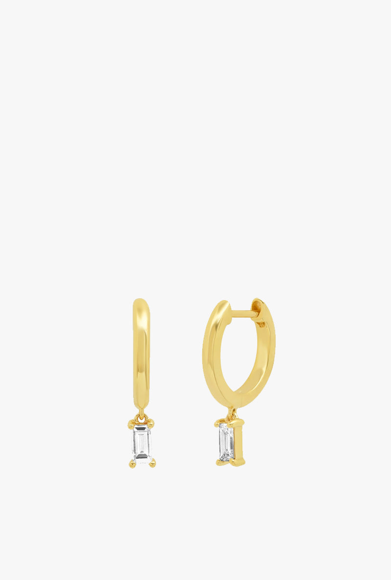 Diamond Huggies with Baguette Drop