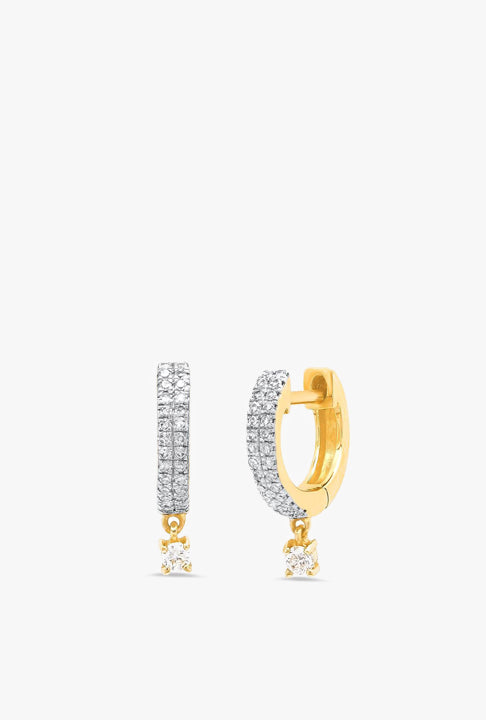 Diamond Huggies with Round Diamond Drop