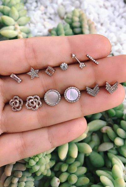 Diamond Rose Stud Earrings