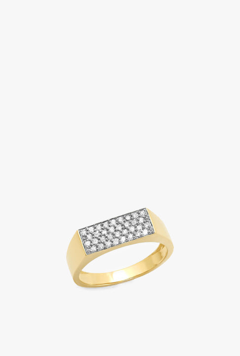 Diamond Staples Signet Ring