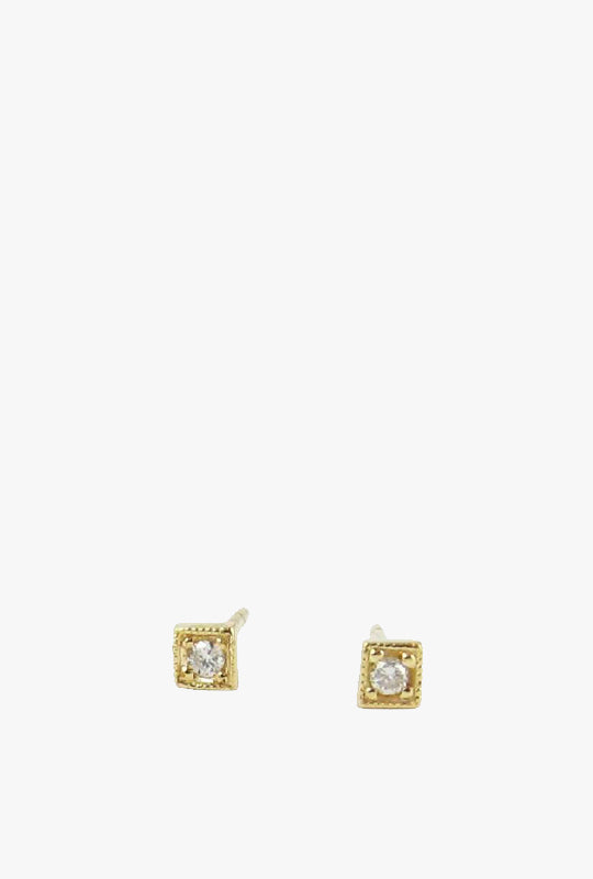 Diamond Mini Square Stud Earrings
