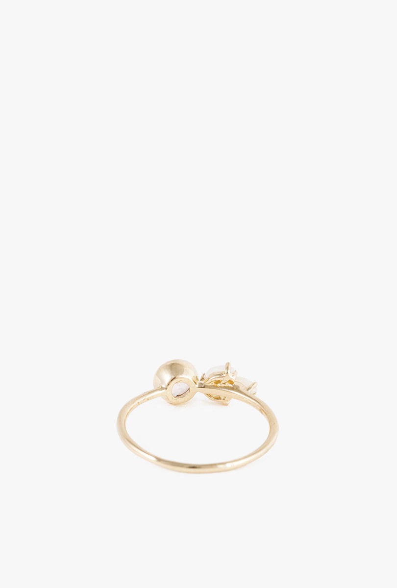 Morganite Diamond Opal Leaf Ring