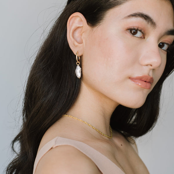 Anna Hoops + Biwa Pearl Charms