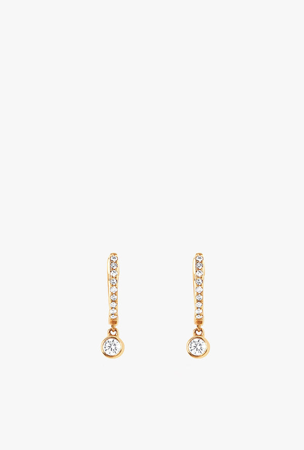 Mini Huggie W/ Dia Bezel Drop Earring P