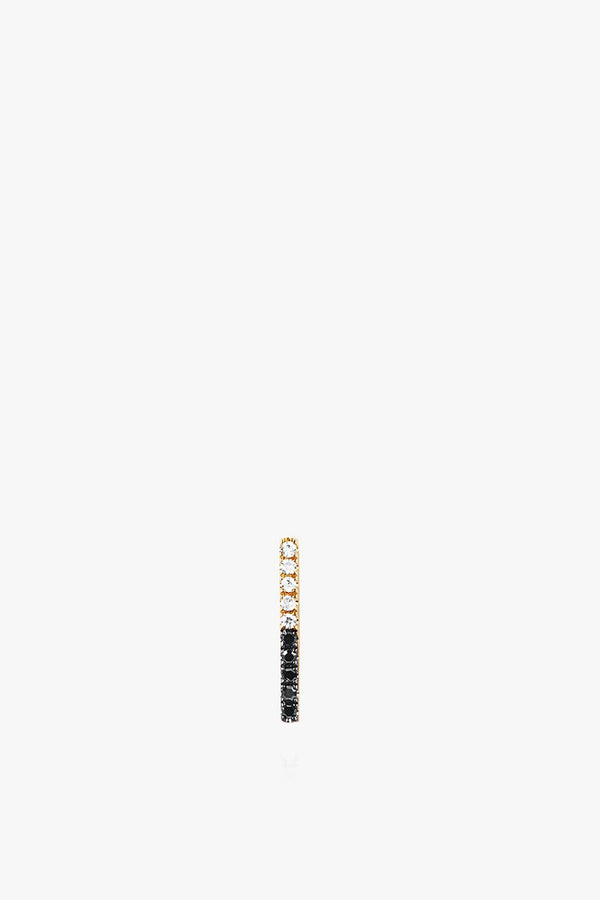 2 Tone Diamond Bar Stud Earring - Single