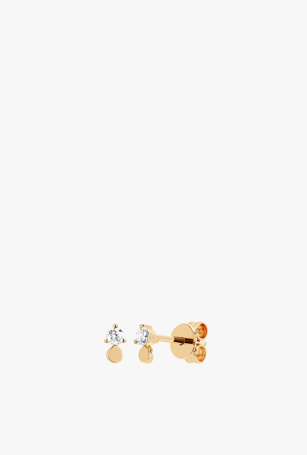 Gold Disc Prong Set Diamond Stud Earrings