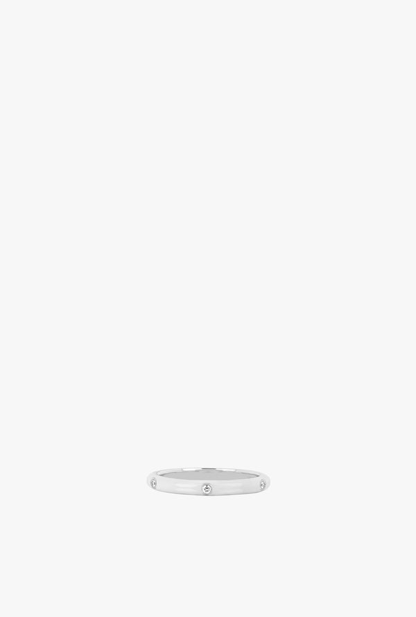 3 Diamond White Enamel Stack Ring