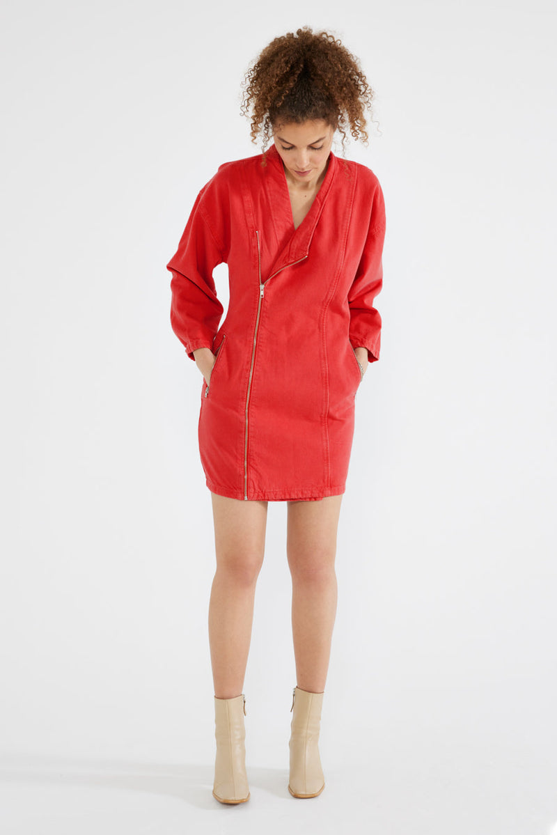 Charley Biker Dress in Fiery Red