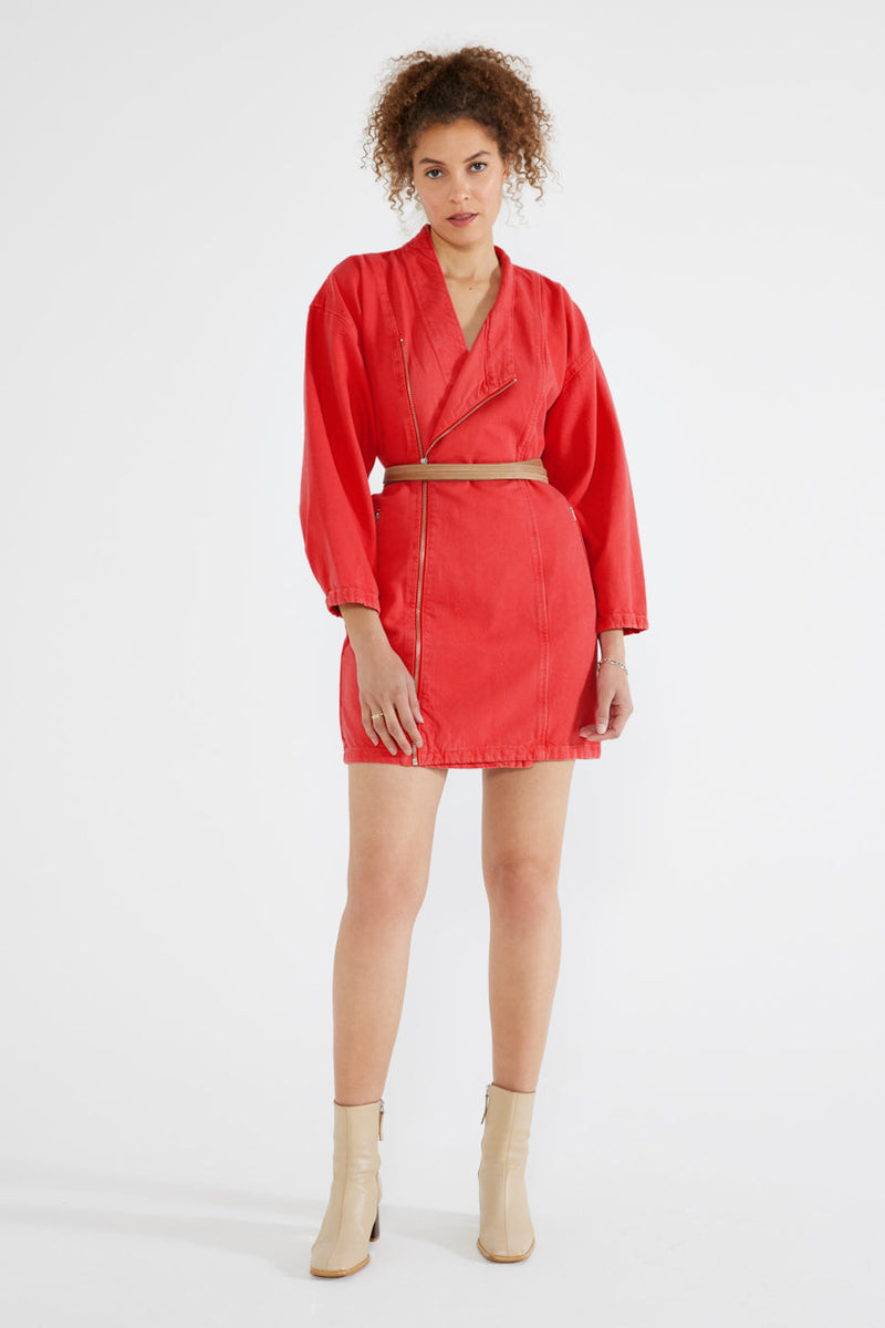 Charley Biker Dress in Fiery Red