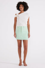 Bobbi Cutoff Mini Skirt - Dusty Aqua