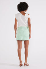 Bobbi Cutoff Mini Skirt - Dusty Aqua