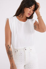 Zelie Pleated Muscle Tee - Cloud White