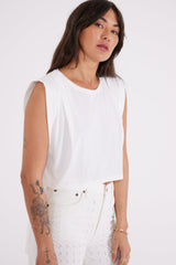 Zelie Pleated Muscle Tee - Cloud White