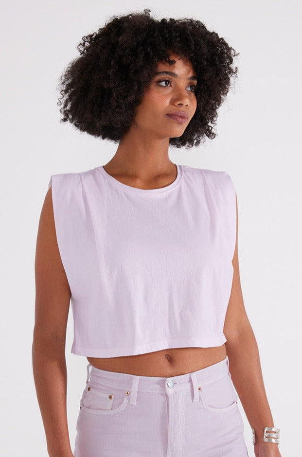 Zelie Pleated Muscle Tee - Orchid Ice