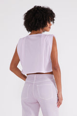 Zelie Pleated Muscle Tee - Orchid Ice