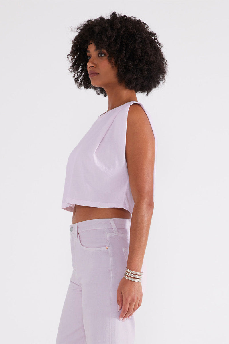 Zelie Pleated Muscle Tee - Orchid Ice