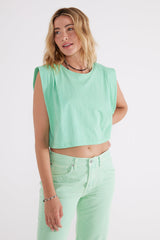 Zelie Pleated Muscle Tee - Spring Bud