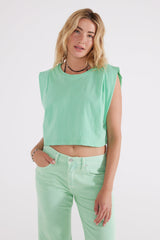 Zelie Pleated Muscle Tee - Spring Bud
