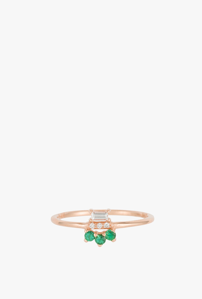 Emerald Baguette Lace Ring