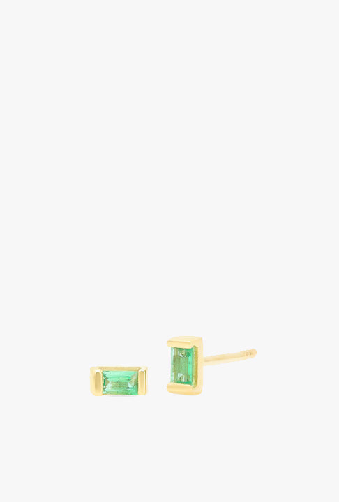 Emerald Baguette Studs