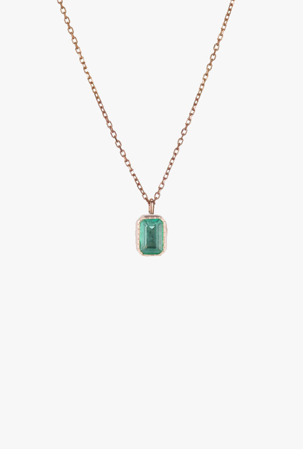 Emerald Cut Emerald Wisp Necklace