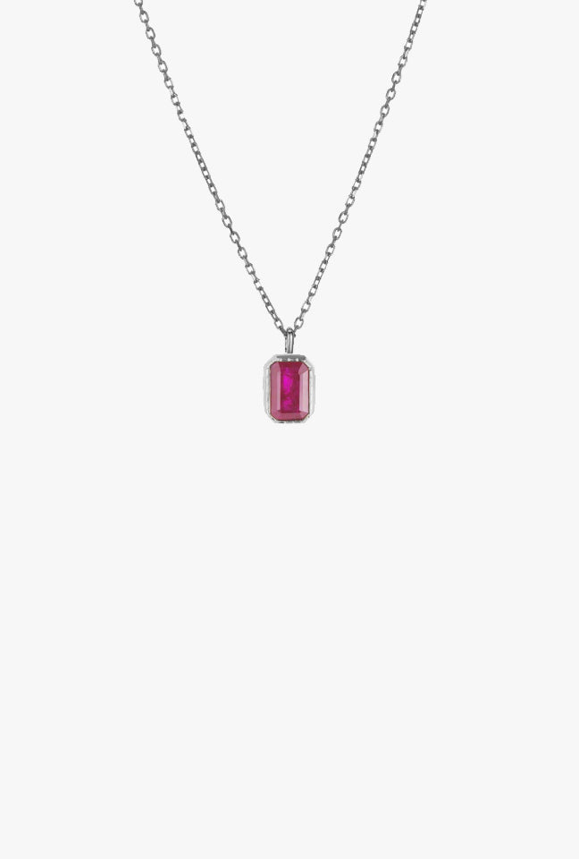 Emerald Cut Ruby Wisp Necklace