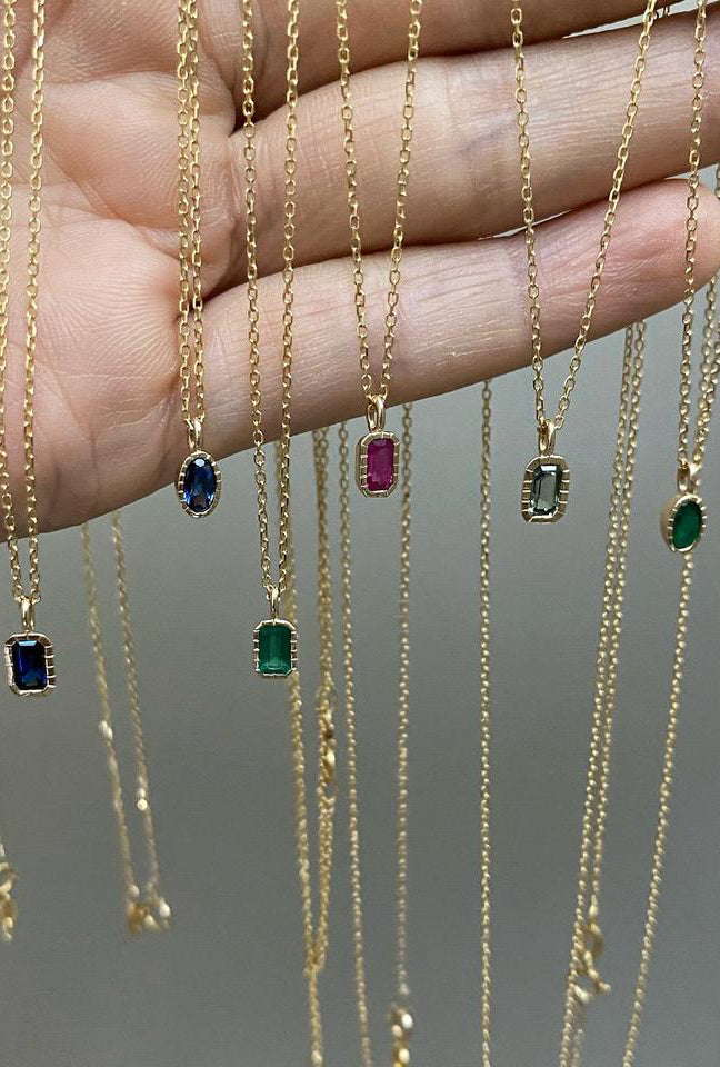 Emerald Cut Ruby Wisp Necklace