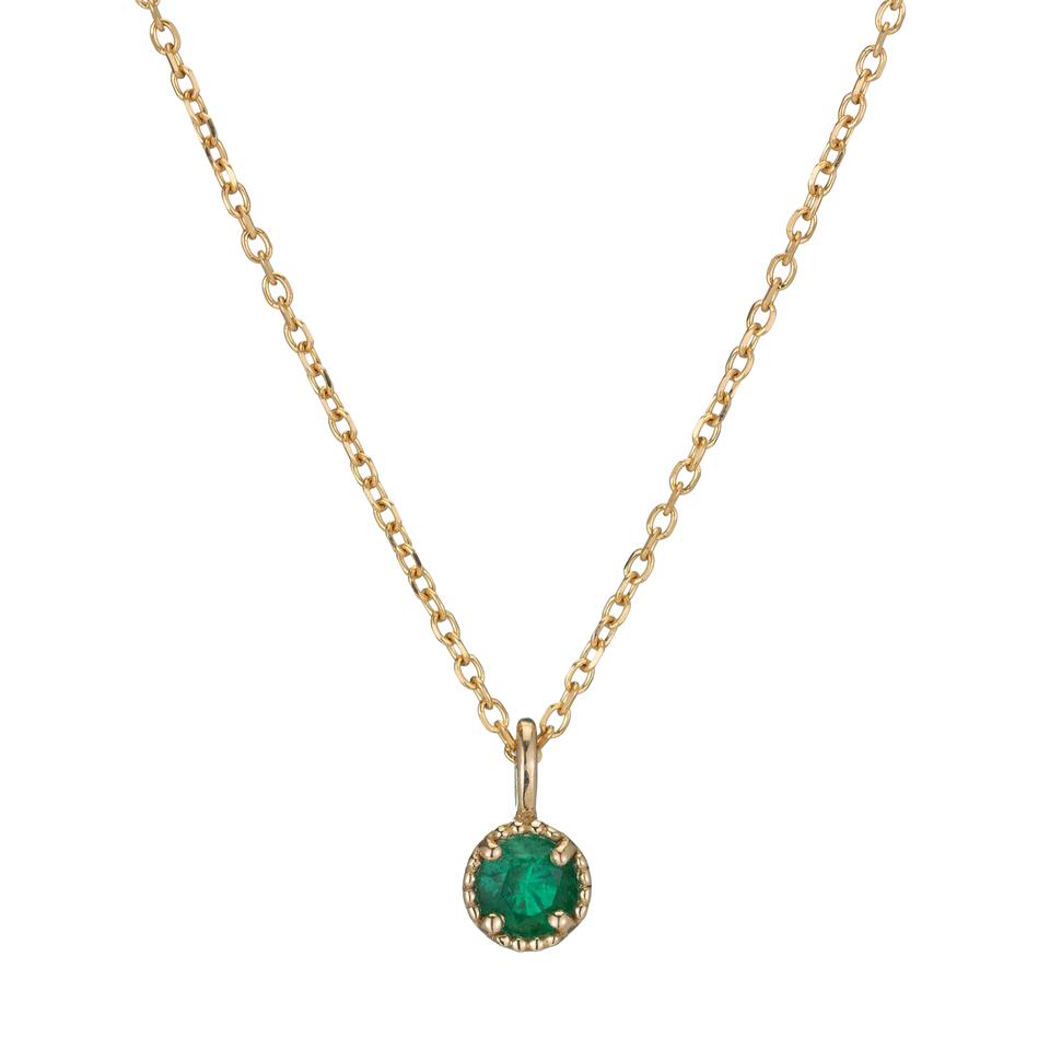 Emerald Milgrain Necklace in Yellow Gold