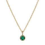 Emerald Milgrain Necklace in Yellow Gold
