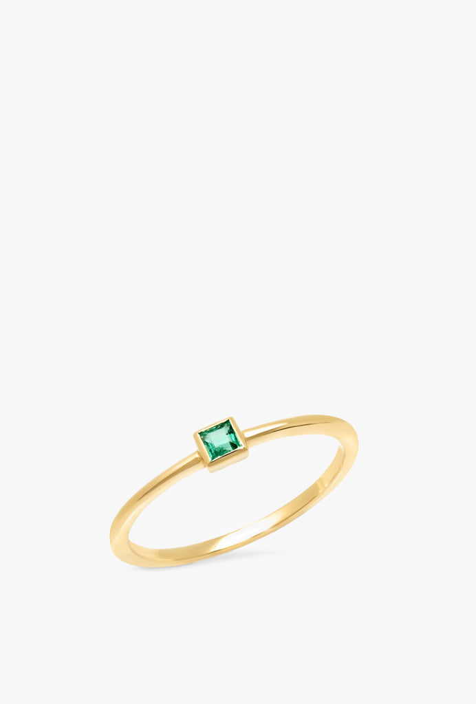 Emerald Princess Cut Pinky Ring