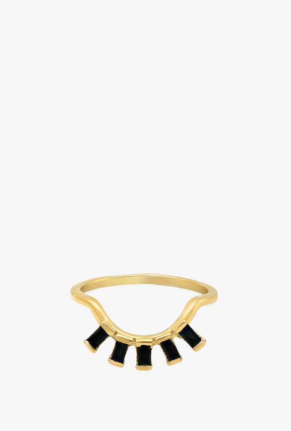 Eyelash Baguette Ring in Black Onyx