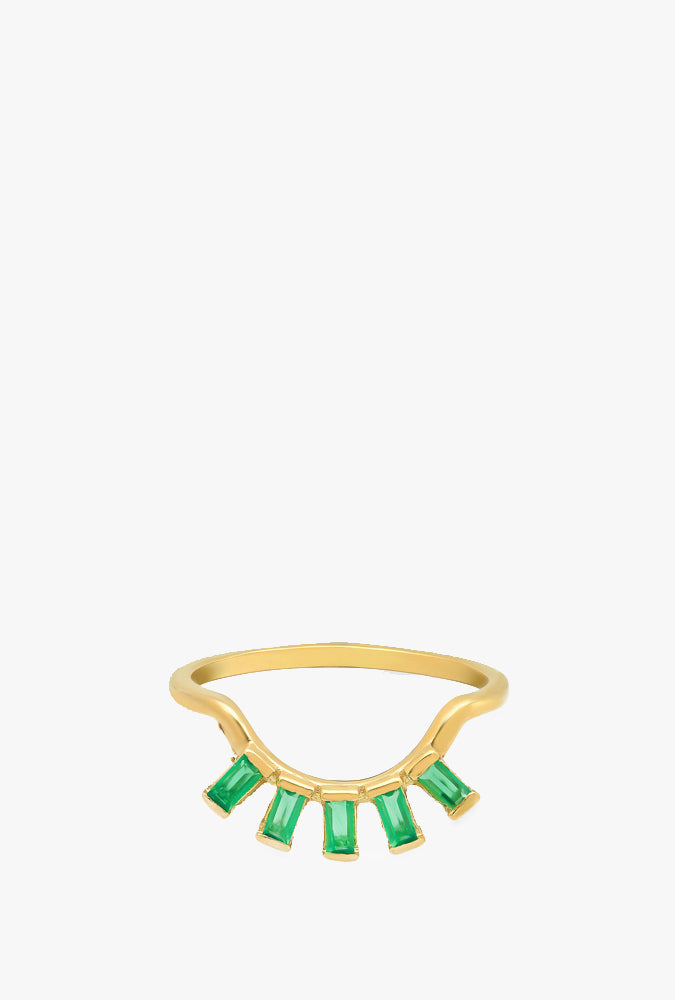 Eyelash Baguette Ring in Green Onyx