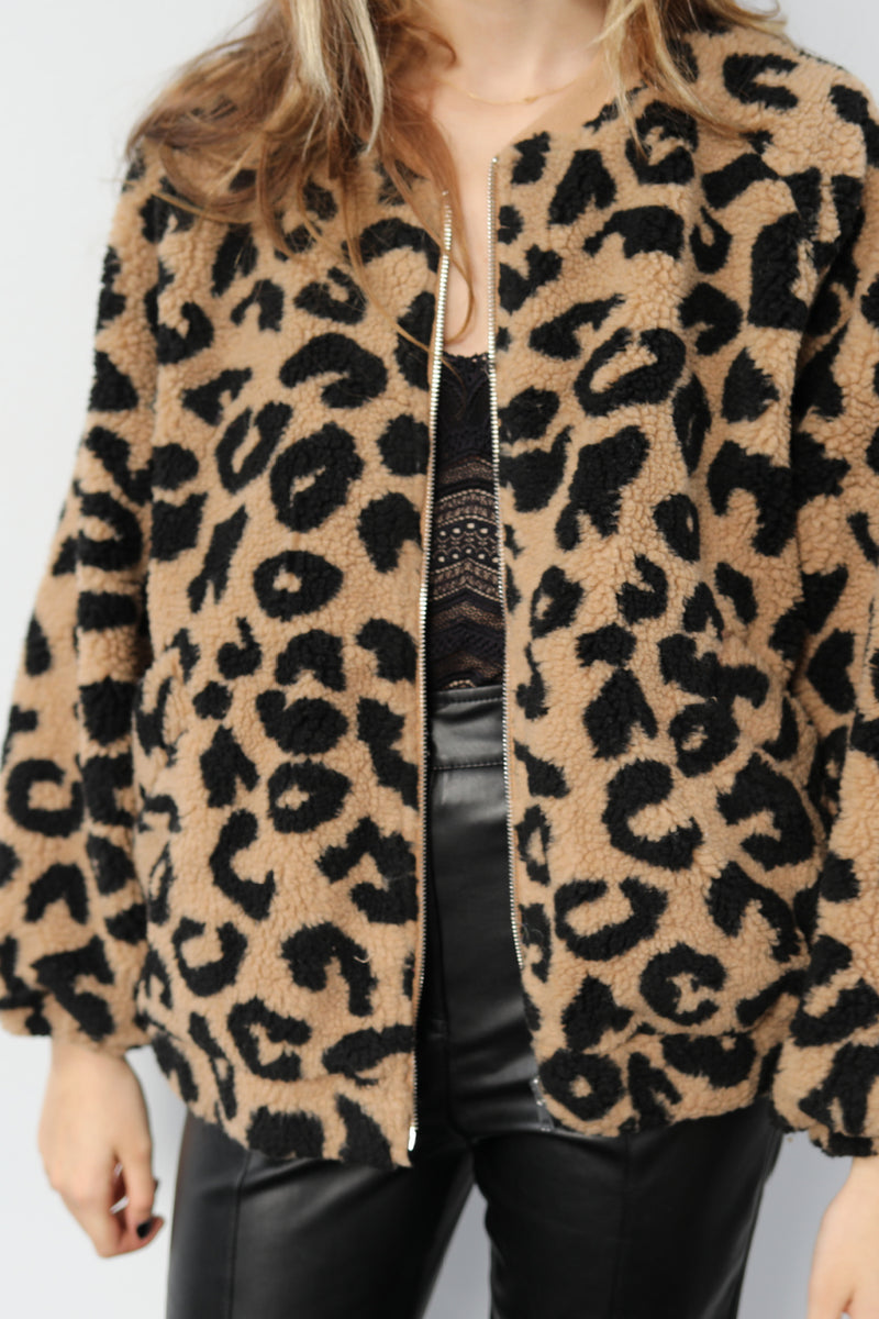 Leopard Zip Up Jacket