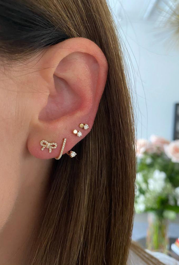 Gold Disc Prong Set Diamond Stud Earrings